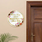 Personalised Printed Floral Round Acrylic Nameplate - Harshita Craft