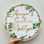 Personalised Acrylic Floral Round Nameplate - Harshita Craft
