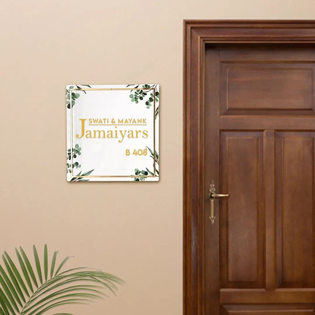 Personalised Acrylic Classy Square Nameplate - Harshita Craft