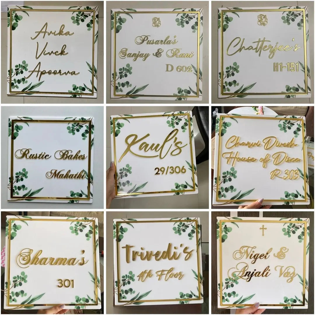 Personalised Acrylic Classy Square Nameplate - Harshita Craft
