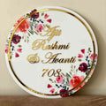 Personalised Printed Floral Round Acrylic Nameplate - Harshita Craft