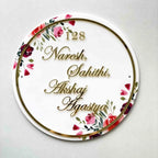 Personalised Printed Floral Round Acrylic Nameplate - Harshita Craft