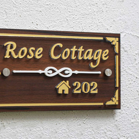 Personalized Brown & Gold Ganesh Themed Acrylic Name Plate