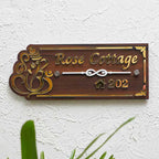 Personalized Brown & Gold Ganesh Themed Acrylic Name Plate - Harshita Craft