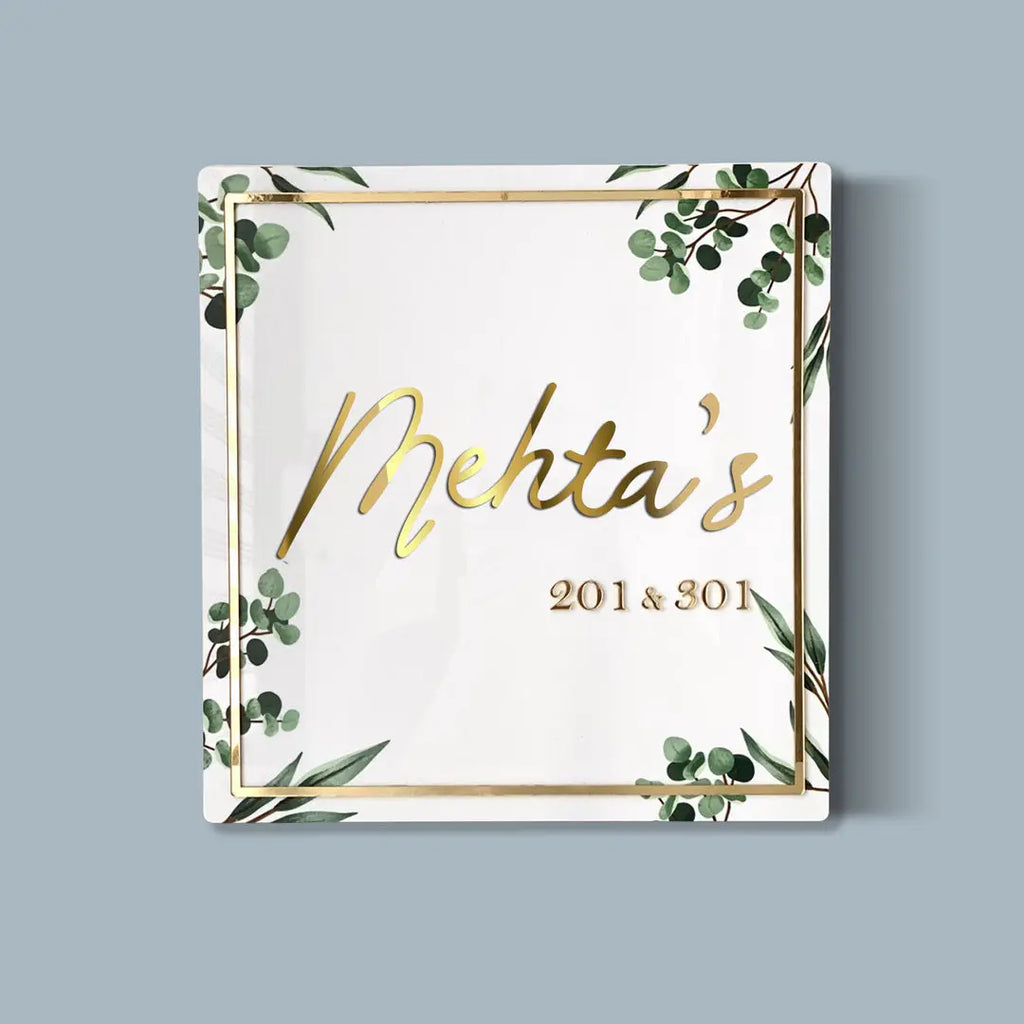 Personalised Acrylic Classy Square Nameplate - Harshita Craft