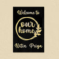 Personalized Black & Gold Vertical Acrylic Name Plate - Harshita Craft