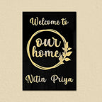 Personalized Black & Gold Vertical Acrylic Name Plate - Harshita Craft