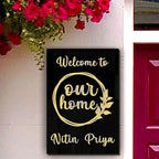 Personalized Black & Gold Vertical Acrylic Name Plate - Harshita Craft