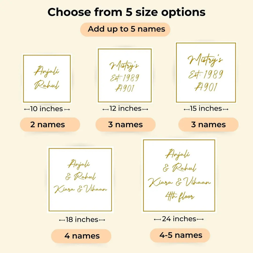 Personalised Acrylic Classy Square Nameplate - Harshita Craft