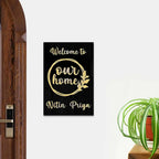 Personalized Black & Gold Vertical Acrylic Name Plate - Harshita Craft