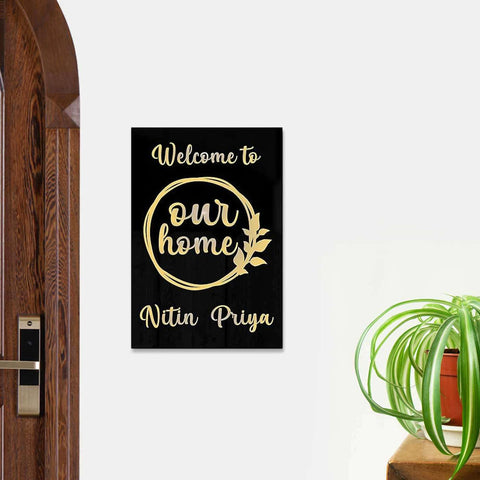 Personalized Black & Gold Vertical Acrylic Name Plate