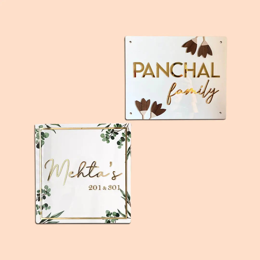 Personalised Acrylic Classy Square Nameplate - Harshita Craft