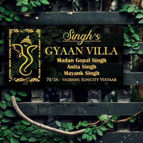 Personalized Glorious Ganesha Theme Acrylic LED Name Plate