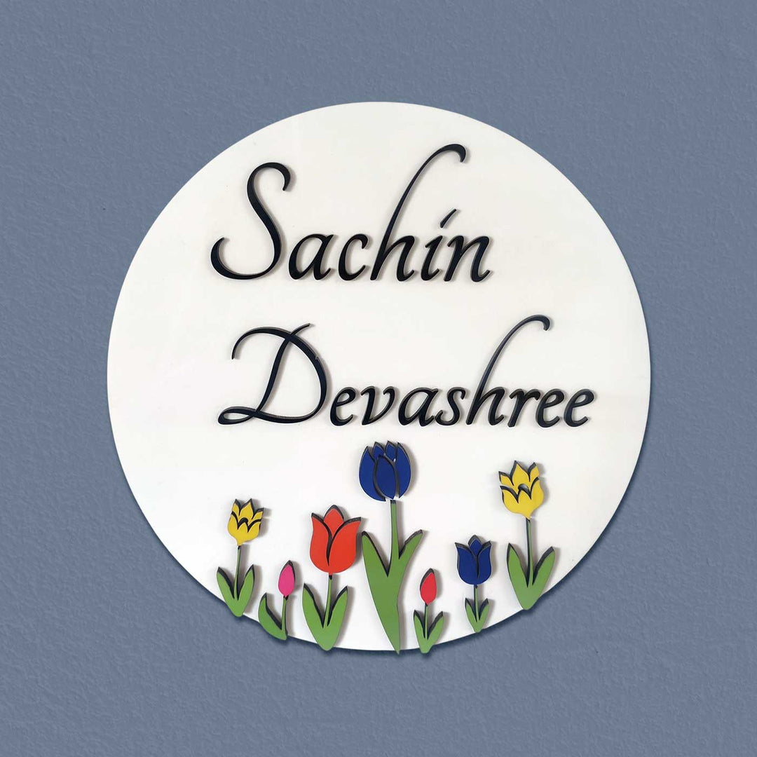 Personalized Tulip Garden Theme Acrylic Name Plate