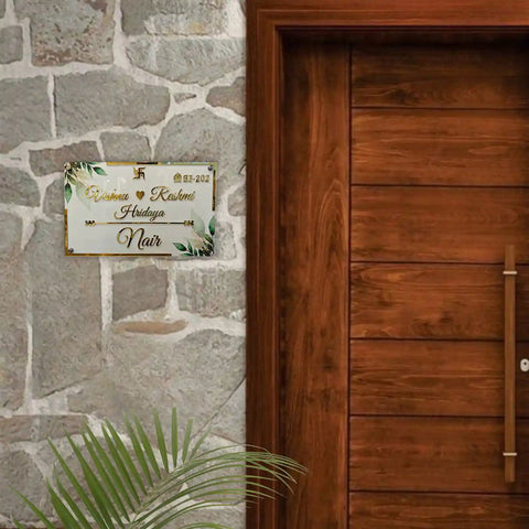 Personalized Handmade Rectangular Leaf Acrylic Name Plate