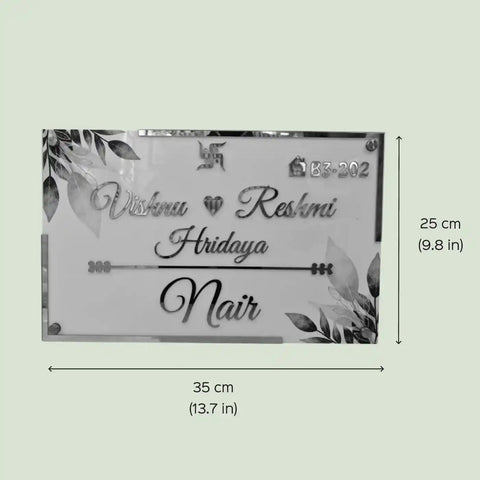 Personalized Handmade Rectangular Leaf Acrylic Name Plate