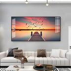 Beautiful Sunset Lake View Acrylic Wall Art Canvas For Living Room Decor