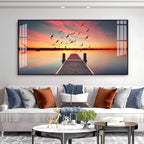 Beautiful Sunset Lake View Acrylic Wall Art Canvas For Living Room Decor