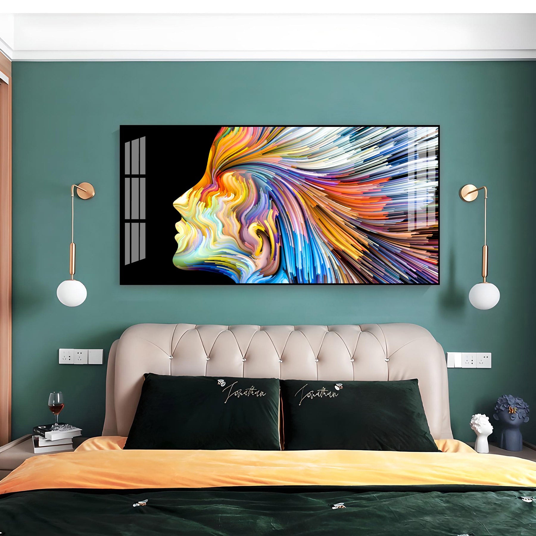 Unique Colorful Profile Face Acrylic Wall Art   For Modern Living Space