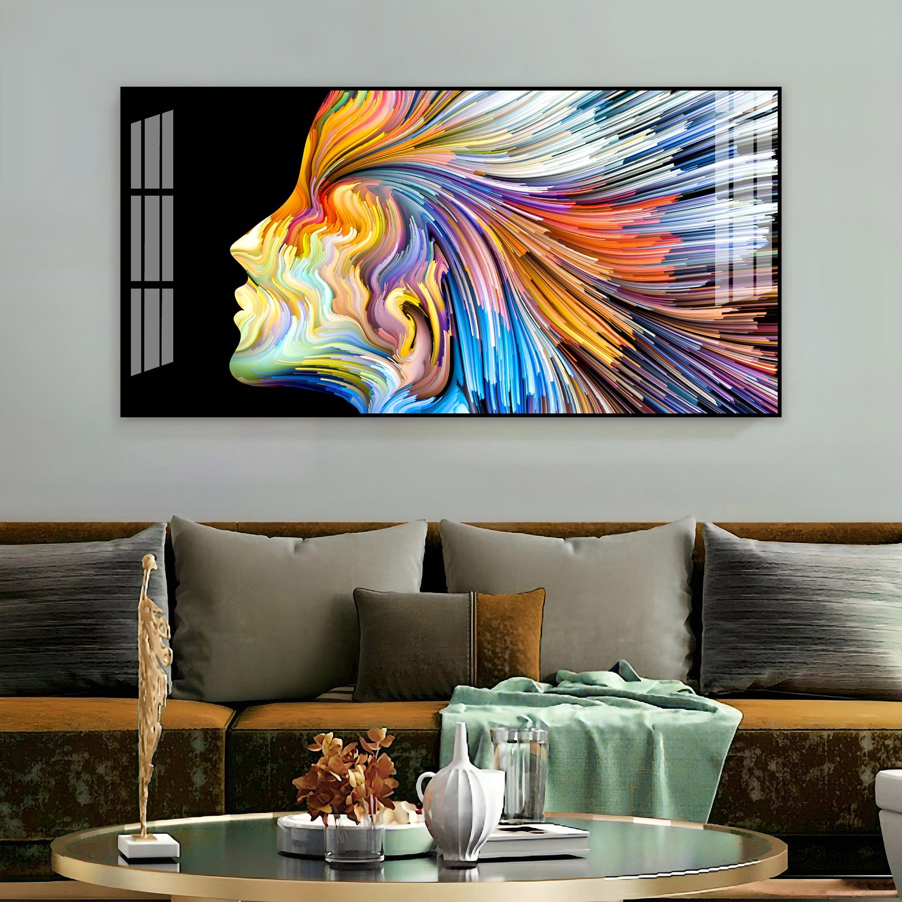 Unique Colorful Profile Face Acrylic Wall Art   For Modern Living Space