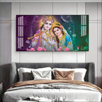 Colorful Radha Krishna Portrait Acrylic Wall Art   For Elegant Interior