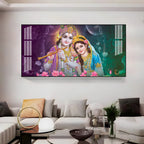 Colorful Radha Krishna Portrait Acrylic Wall Art   For Elegant Interior