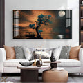 Peaceful Nature Landscape Acrylic Wall Art Canvas With Boat And Moonlight