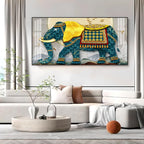 Serene Elephant Illustration Acrylic Wall Art Canvas With Artistic Pattern