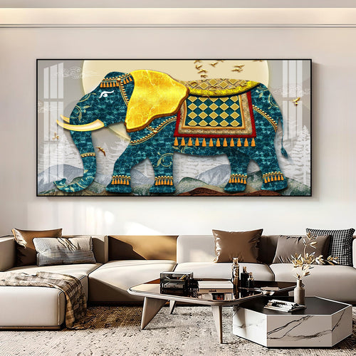 Serene Elephant Illustration Acrylic Wall Art  With Artistic Pattern
