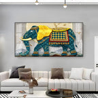 Serene Elephant Illustration Acrylic Wall Art Canvas With Artistic Pattern