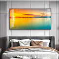 Peaceful Sunset Lake Landscape Acrylic Wall Art   With Golden Sky And Water