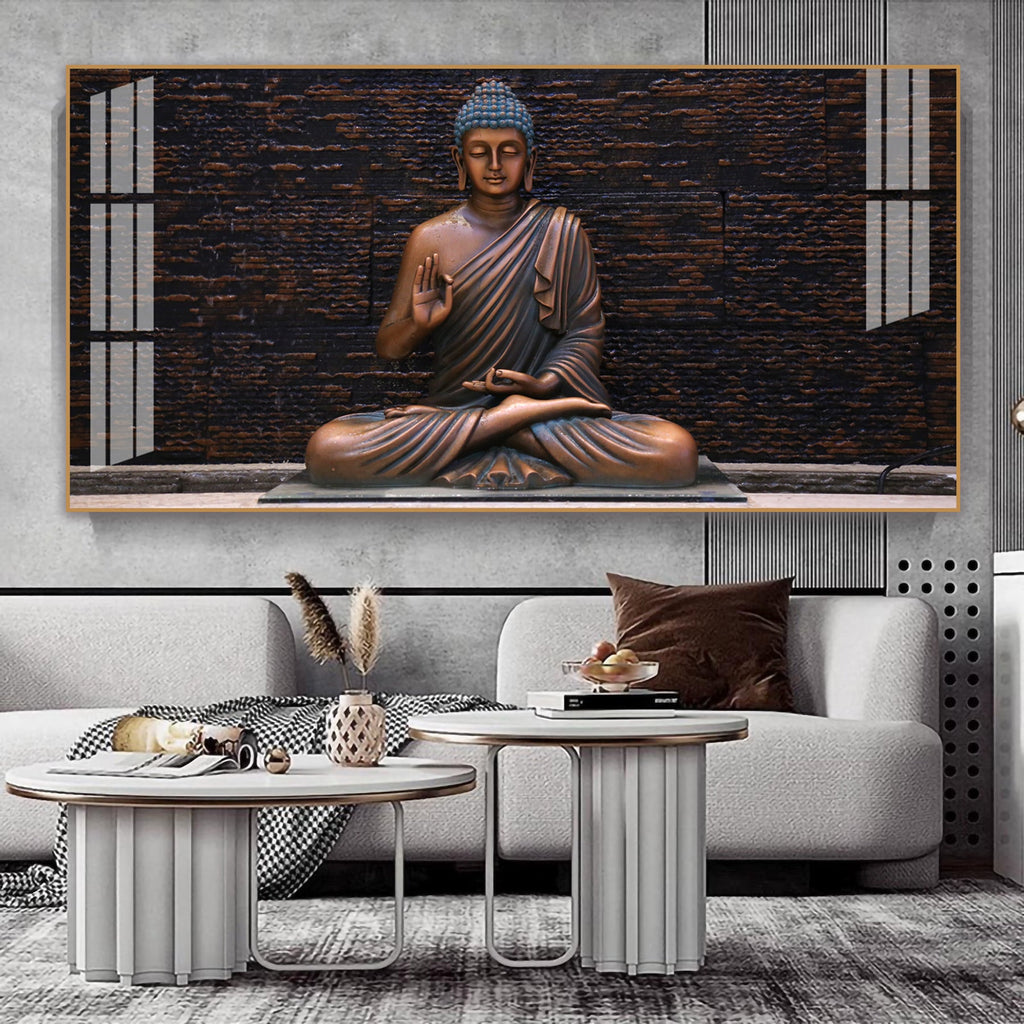 Minimal Buddha Zen Acrylic Wall Art Canvas With Peaceful Spiritual Interior Design