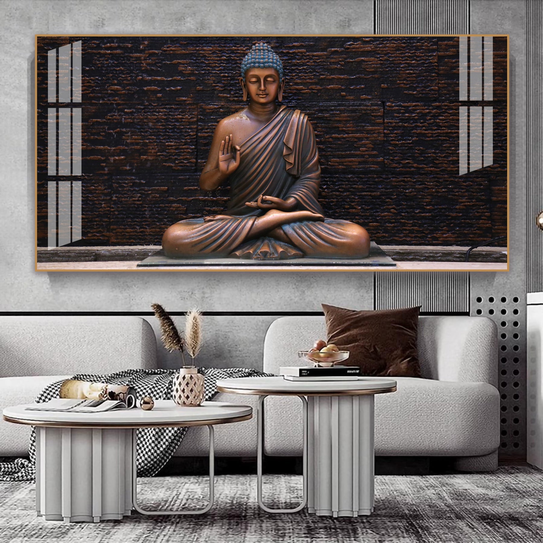 Minimal Buddha Zen Acrylic Wall Art Canvas With Peaceful Spiritual Interior Design