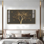 Luxury Tree Wall Design Acrylic Wall Art   With Gold Finish And Modern Look