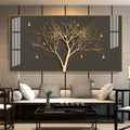 Luxury Tree Wall Design Acrylic Wall Art   With Gold Finish And Modern Look