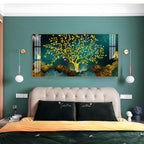 Elegant Tree Of Life Acrylic Wall Art Canvas With Gold Finish And Modern Landscape