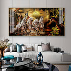 Religious Mahabharat Scene Acrylic Wall Art   With Krishna Chariot Artwork