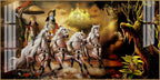 Religious Mahabharat Scene Acrylic Wall Art Canvas With Krishna Chariot Artwork