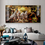 Religious Mahabharat Scene Acrylic Wall Art   With Krishna Chariot Artwork
