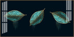 Modern Blue Leaves Acrylic Wall Art   With Gold Detailing And Minimal Design