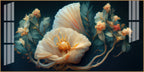 Beautiful Flower Artwork Acrylic Wall Art   With Cream Petals And Dark Background