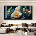 Beautiful Flower Artwork Acrylic Wall Art   With Cream Petals And Dark Background