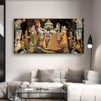 Radha Krishna Raas Leela Acrylic Wall Art   With Devotional Hindu Spiritual Scene