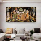 Radha Krishna Raas Leela Acrylic Wall Art   With Devotional Hindu Spiritual Scene