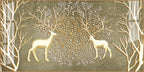 Artistic Deer And Trees Acrylic Wall Art Canvas With Gold Finish And Nature Theme