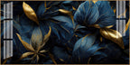 Modern Blue Gold Flower Acrylic Wall Art   With Elegant Nature Theme