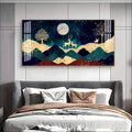 Elegant Deer Mountain Acrylic Wall Art   With Moonlight And Golden Nature Design