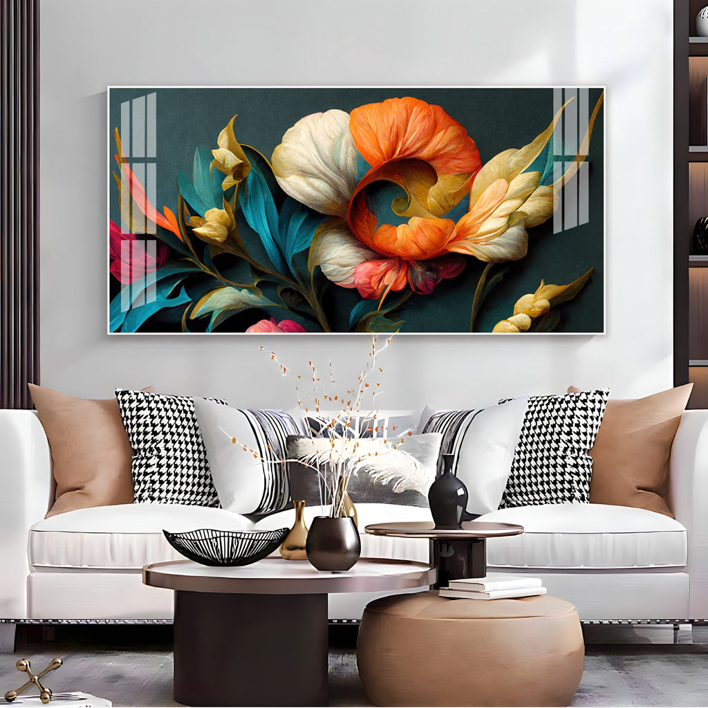 Stylish Floral Acrylic Wall Art   With Colorful Design And Modern Art Style