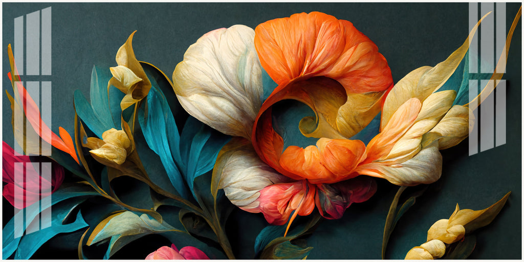 Stylish Floral Acrylic Wall Art Canvas With Colorful Design And Modern Art Style