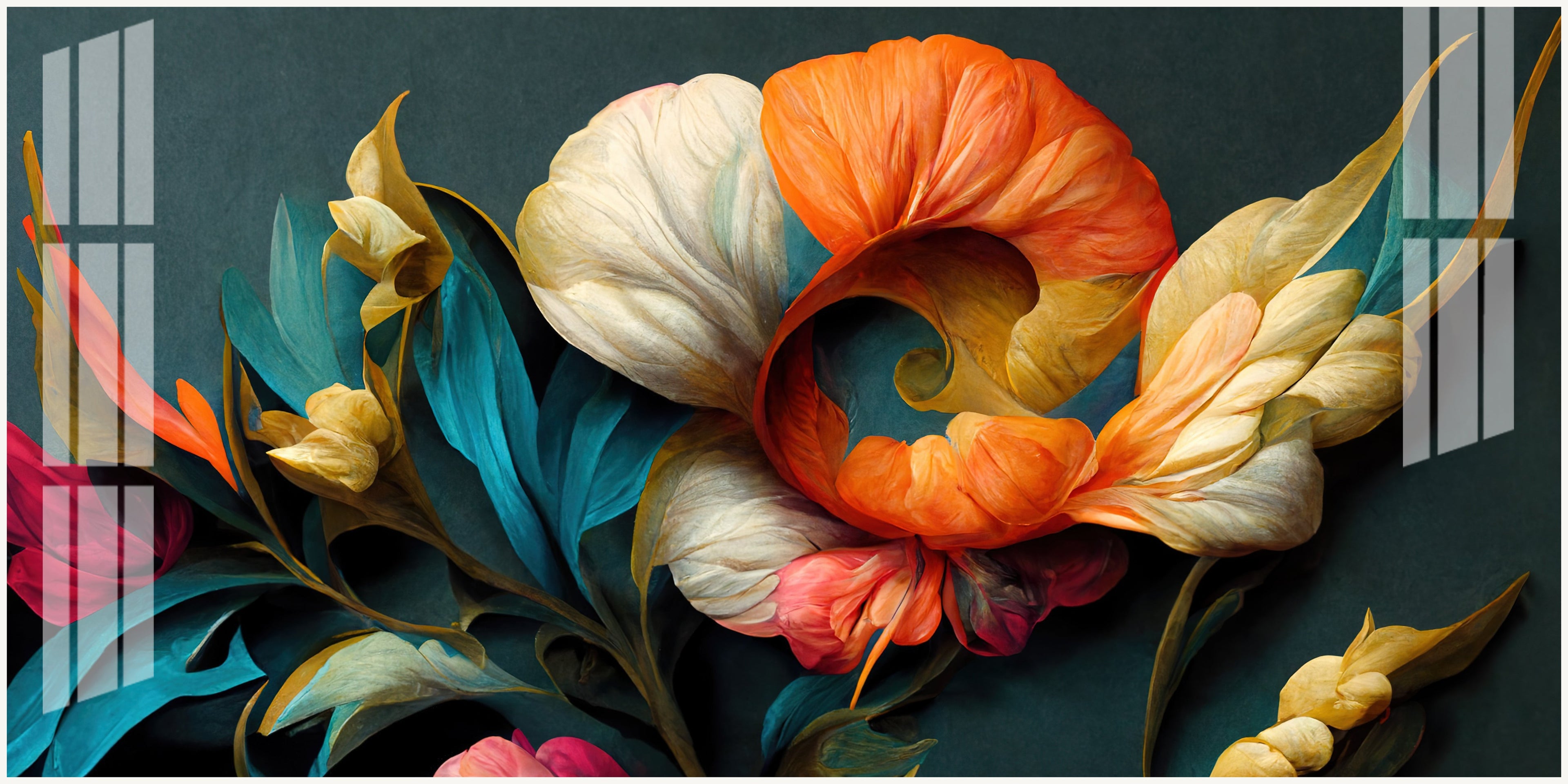 Stylish Floral Acrylic Wall Art   With Colorful Design And Modern Art Style